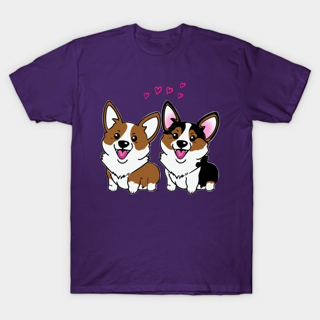 Corgis cute puppies T-Shirt by q10mark